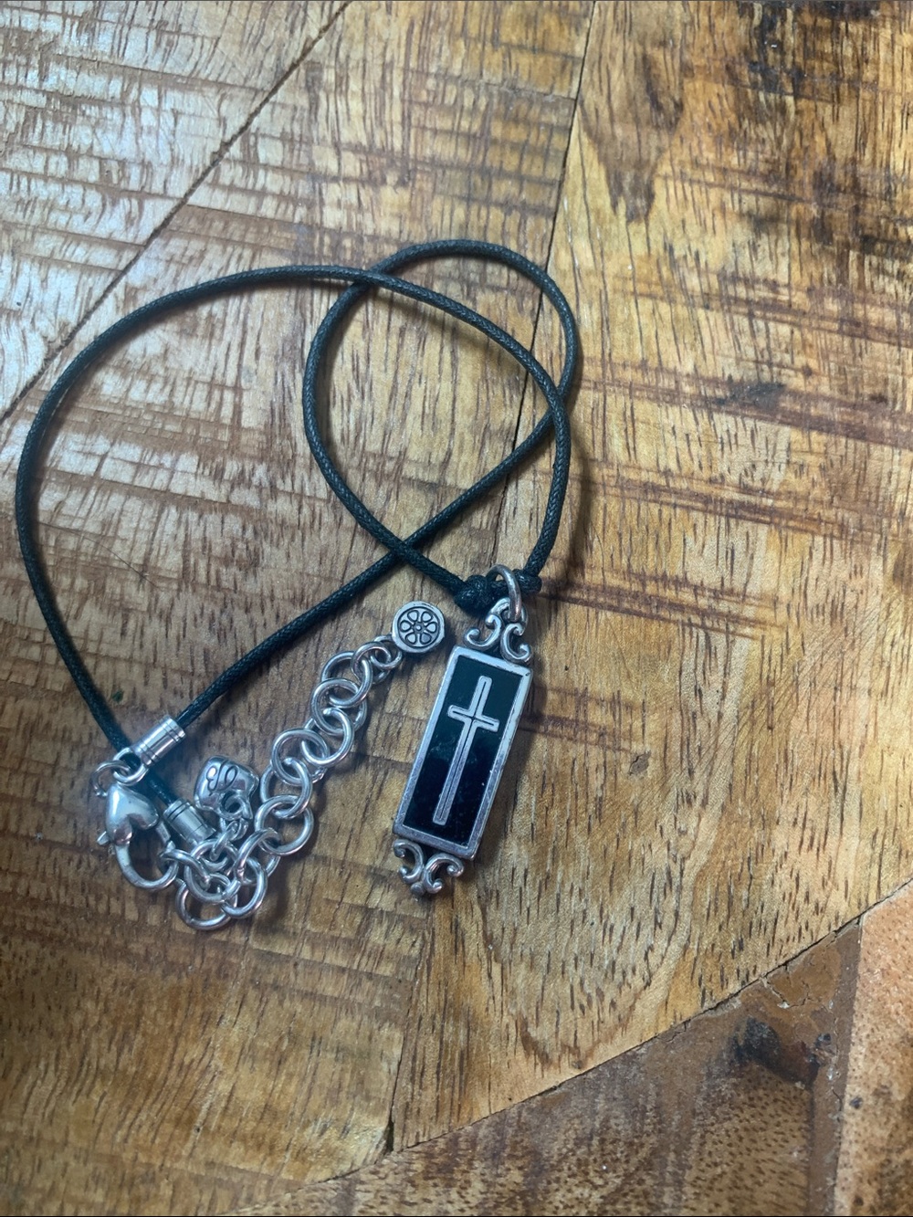 Brighton Black and Silver Cross Pendant Necklace
